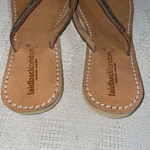 Laidback London Women’s Casual Thongs Size 42 U.S. 11 M Brown Leather Beach - Picture 10 of 12